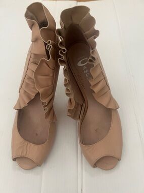 Jeffrey  Cambell Michelle Nude Unicorn heel Ruffle Peep-Toe Flats Side 6